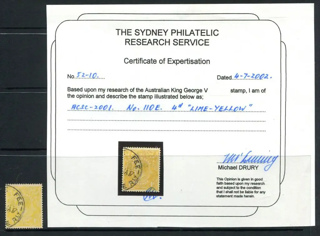 1914-20 Single Watermark 4d lime-yellow fine used ... Image 1++