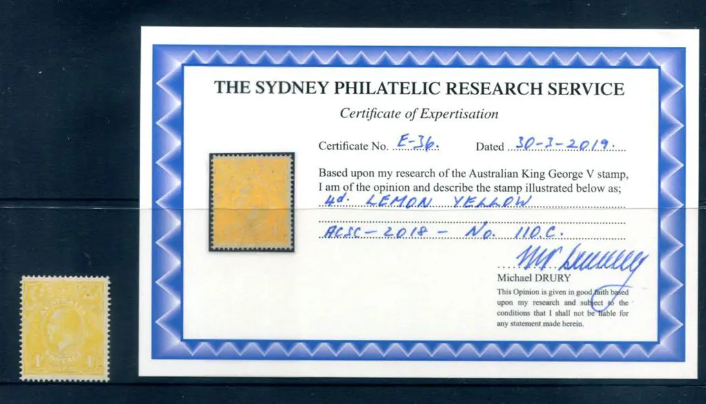 1914-20 Single Watermark 4d lemon-yellow. MUH, ... Image 1++