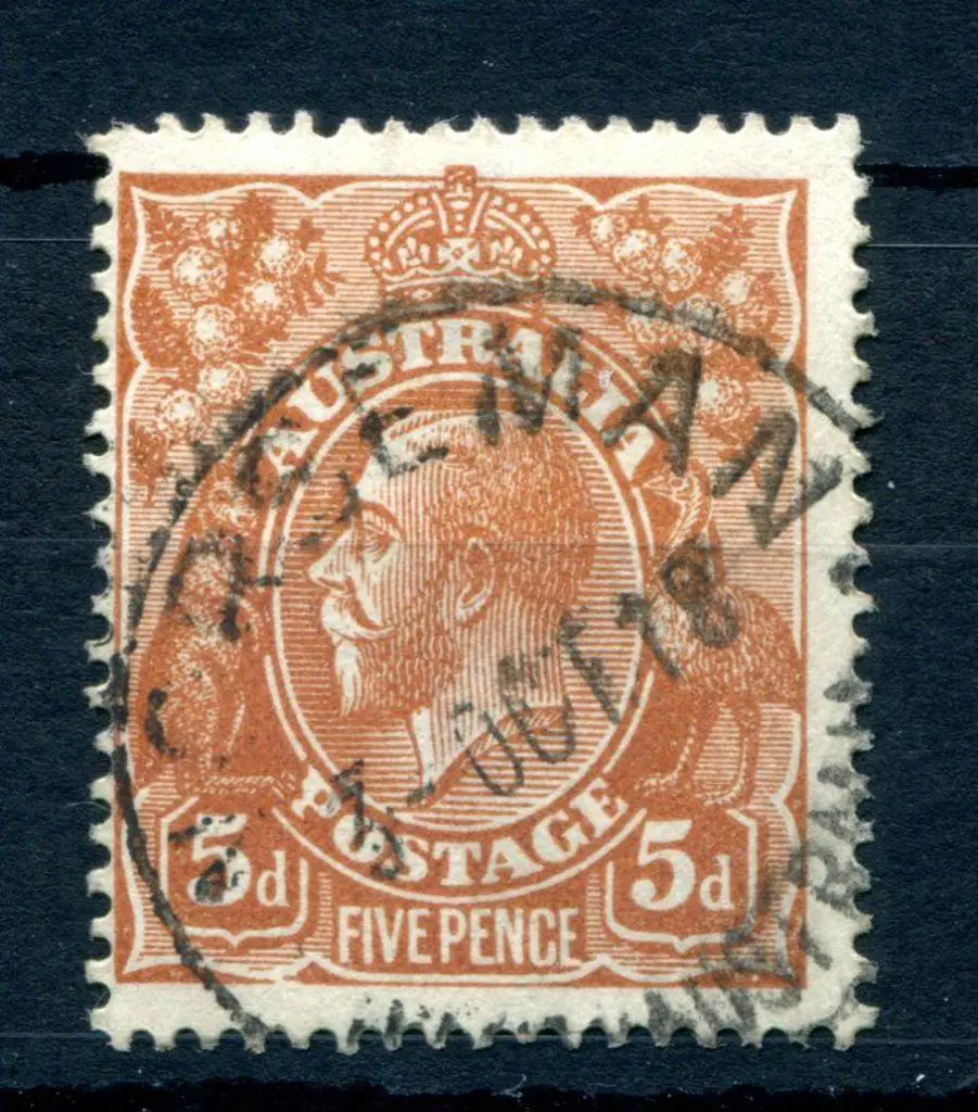 1914-20 Single Watermark 5d chestnut with inverted ... Image 1++