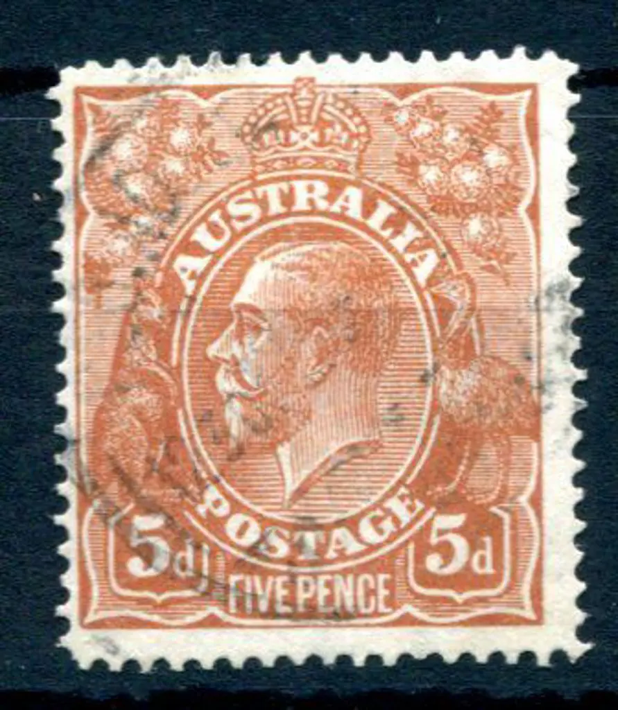1914-20 Single Watermark 5d chestnut single line ... Image 1++
