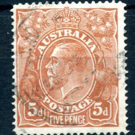 1914-20 Single Watermark 5d chestnut single line ...