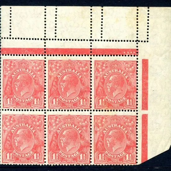 1918-20 Large Multiple Watermark Perf.14 1½d red, ...