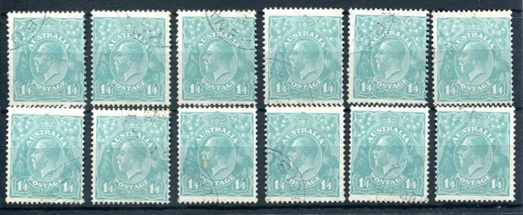 1/4d greenish-blue x 12. Fine used examples with ... Image 1++