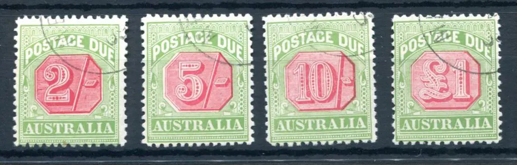 1909/10 2/-, 5/-, 10/- & £1 bicoloured Postage ... Image 1++