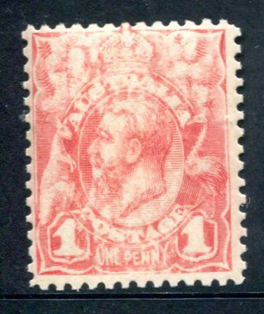 1913 1d carmine-red engraved KGV with strong dry ... Image 1++