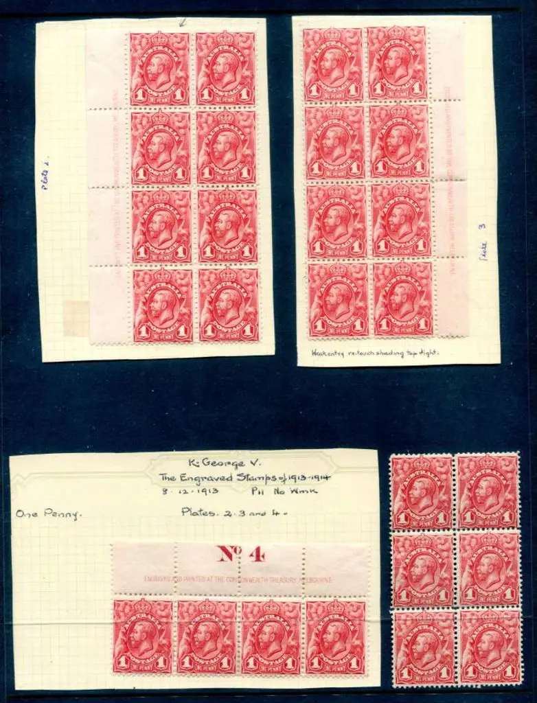 1913 1d carmine-red engraved KGV "ENGRAVED AND ... Image 1++
