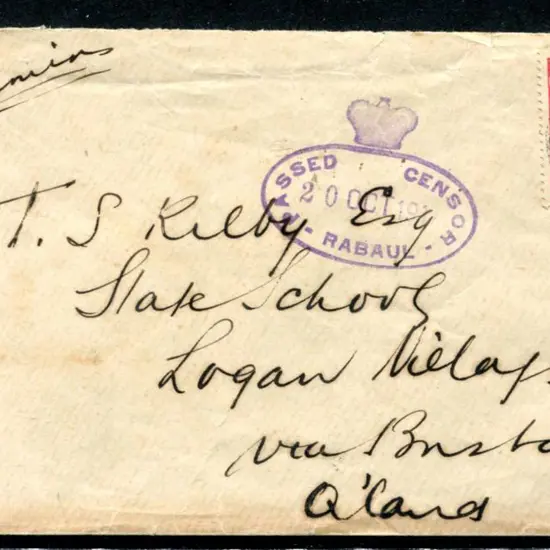 1917 (20th Oct) incoming cover with 1d KGV ovptd ...
