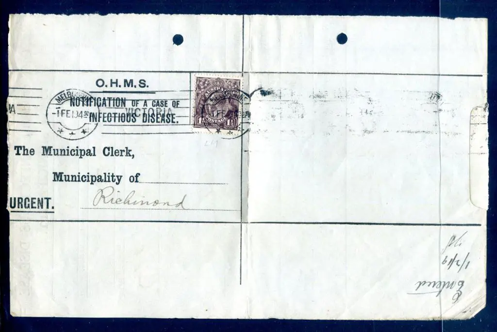 1919 (1st Feb) "Notification of a Case of ... Image 1++