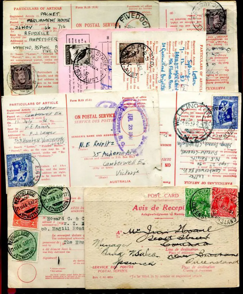 1922-1962 "Avis de Reception" cards x 8 with a mix ... Image 1++