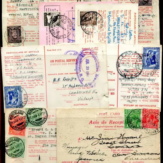 1922-1962 "Avis de Reception" cards x 8 with a mix ...