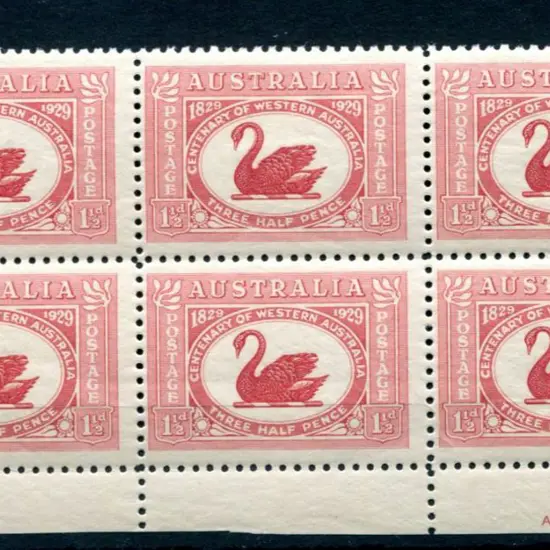 1929 1½d WA Cent "TR" & neck double re-entry ...