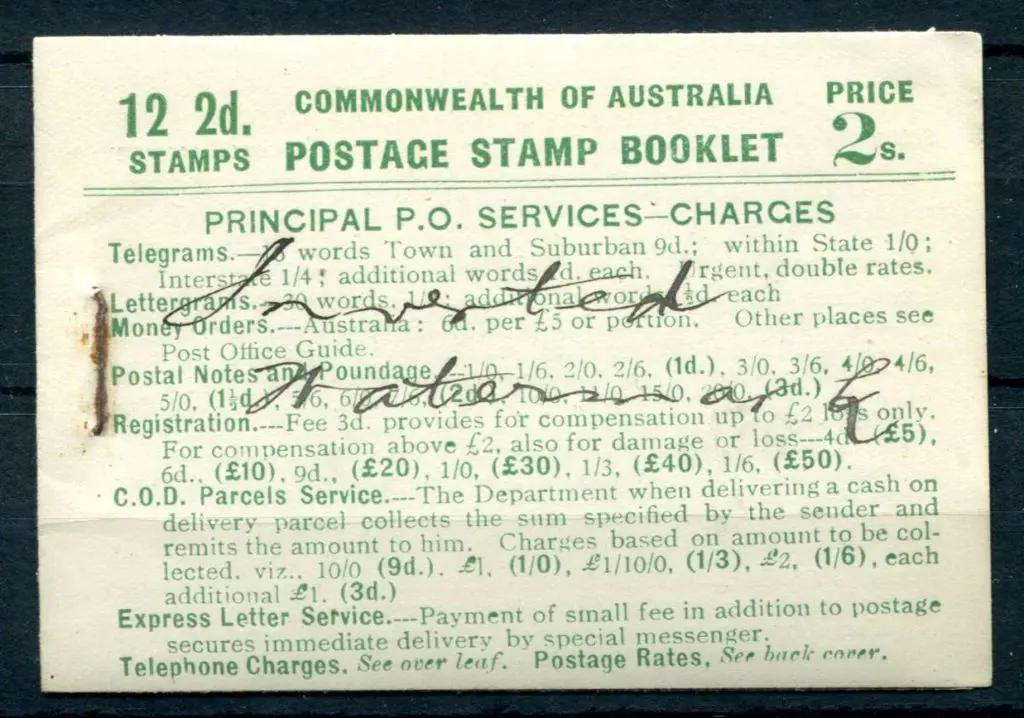 1930 2/- booklet "USE THE AIR MAIL" with green on ... Image 1++