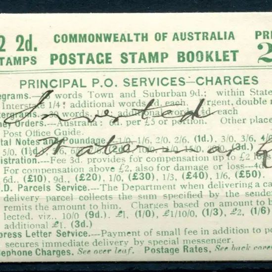 1930 2/- booklet "USE THE AIR MAIL" with green on ...