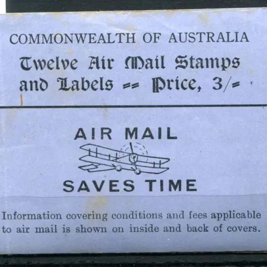 1930 3/- "AIR MAIL SAVES TIME" 3/- black on blue ...