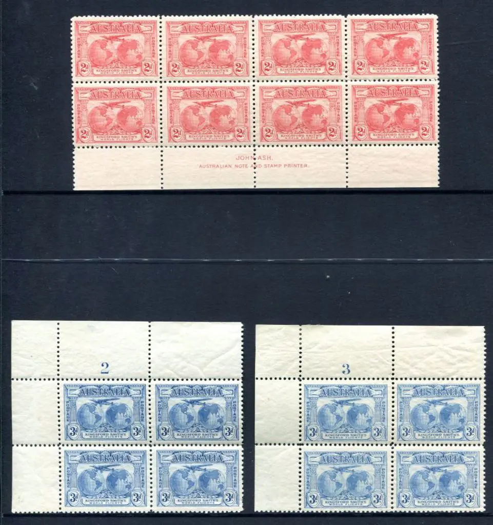 1931 2d Kingsford Smith Ash imprint block of 8 MUH ... Image 1++