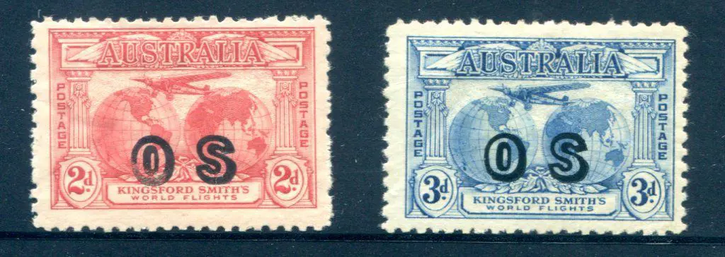 1931 2d & 3d Kingsford Smith ovptd "OS". MLH with ... Image 1++