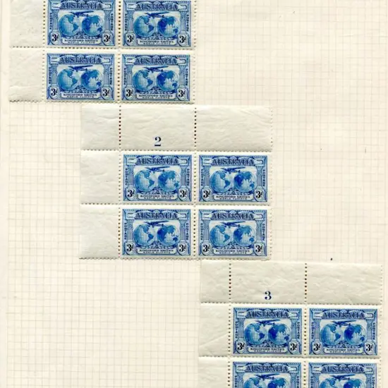 1931 3d Kingsford Smith Plates 1-3, 1932 Sydney ...