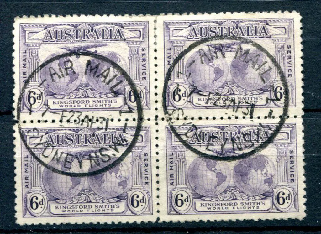 1931 6d Kingsford Smith block of 4 with top left ... Image 1++