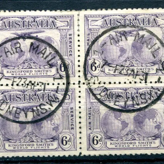 1931 6d Kingsford Smith block of 4 with top left ...