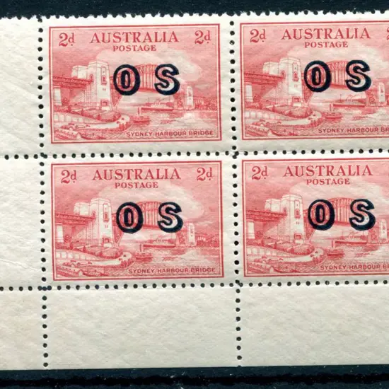 1932 2d Sydney Harbour Bridge ovptd "OS" in lower ...