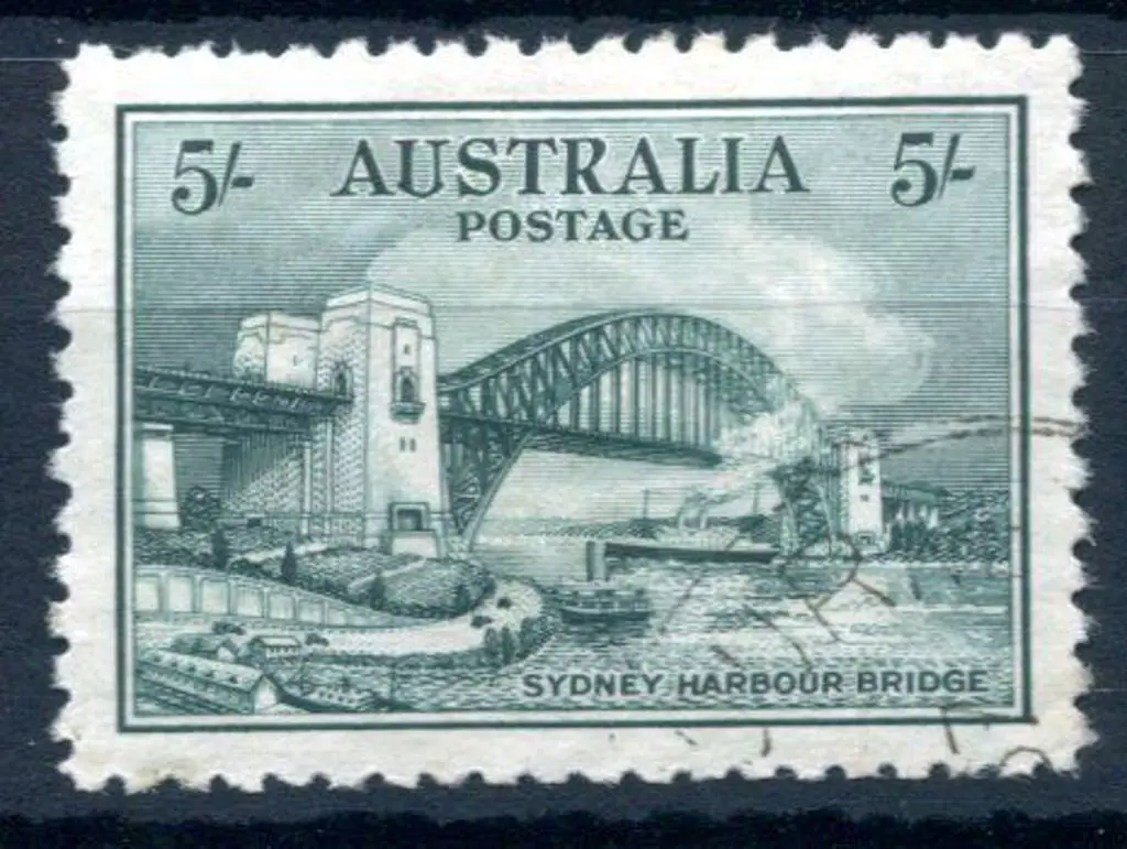 1932 5/- Sydney Harbour Bridge. CTO without gum as ... Image 1++