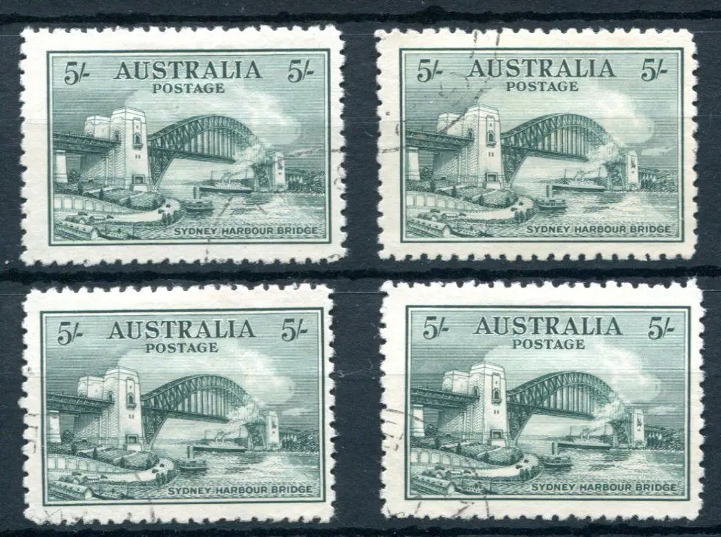 1932 5/- Sydney Harbour Bridge x 4. All fine ... Image 1++