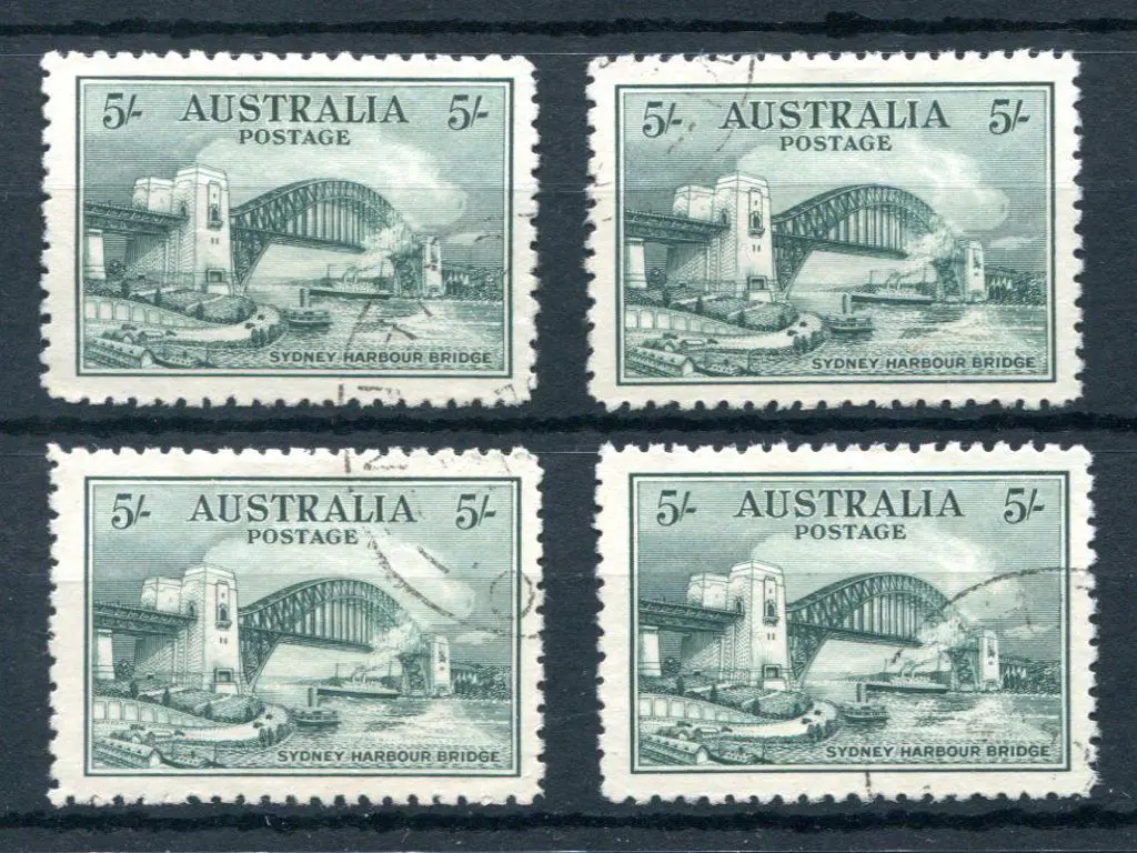1932 5/- Sydney Harbour Bridge x 4. All fine ... Image 1++