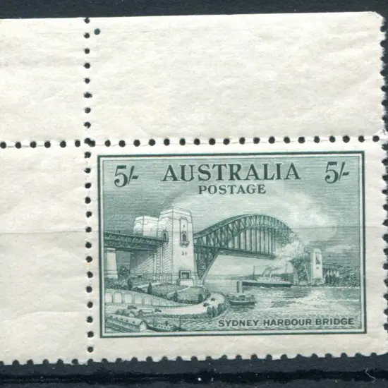 1932 5/- Sydney Harbour Bridge top left corner ...