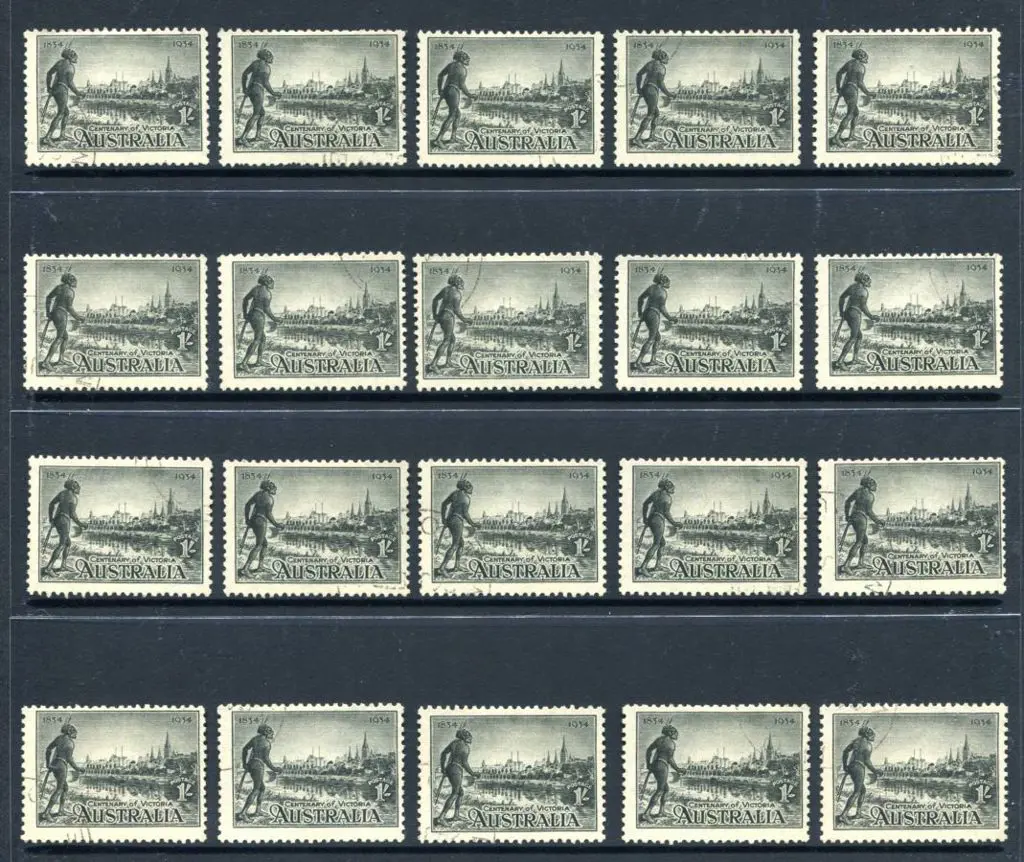 1934 1/- Victoria Cent perf. 11½ x 20. All fine ... Image 1++