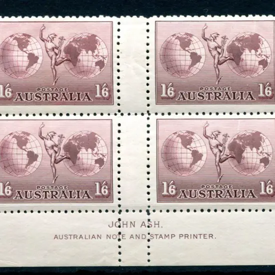 1934 1/6d Hermes Airmail, no wmk in John Ash ...