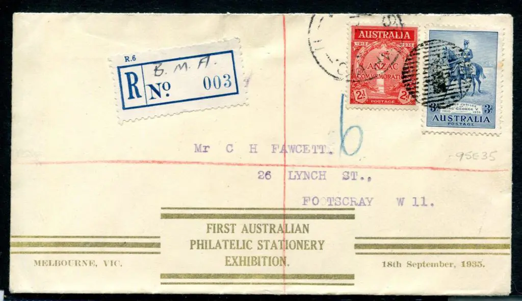 1935 1/- Anzac Plate 1 corner marginal example. ... Image 1++