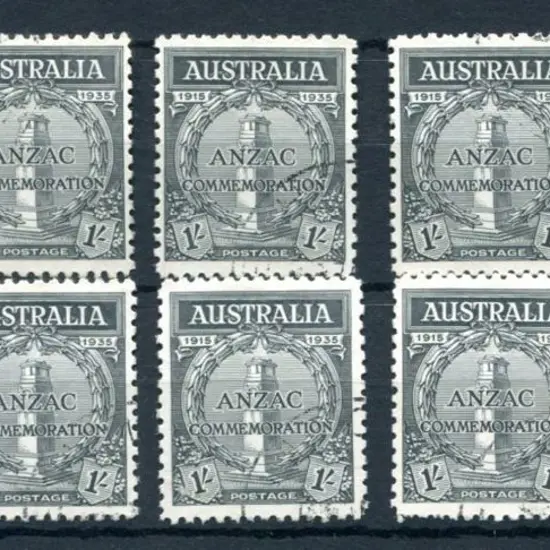 1935 1/- Anzac x 10 fine used examples with good ...