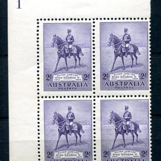 1935 2/- Silver Jubilee in Plate 1 top left ...