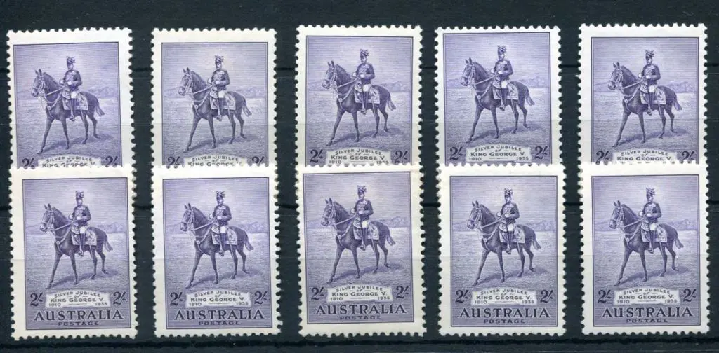 1935 2/- Silver Jubilee x10. All MUH with a couple ... Image 1++
