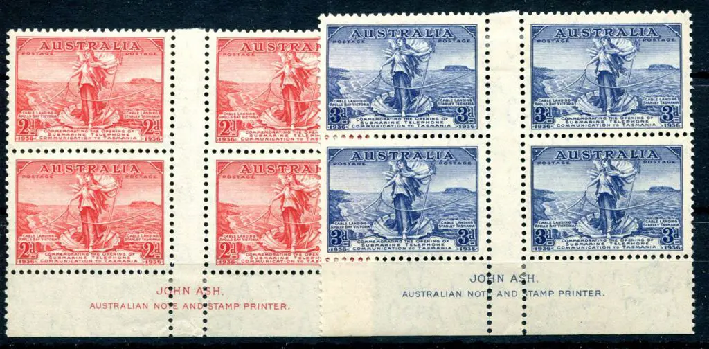 1936 2d & 3d Cable pair in fresh MLH imprint ... Image 1++