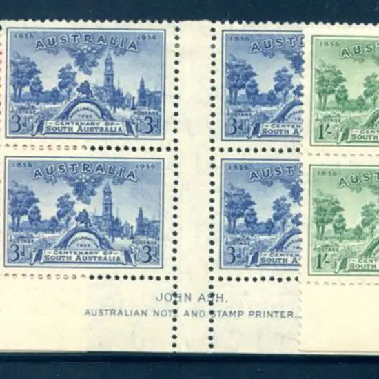 1936 SA Cent set of 3 in John Ash imprint blocks ...