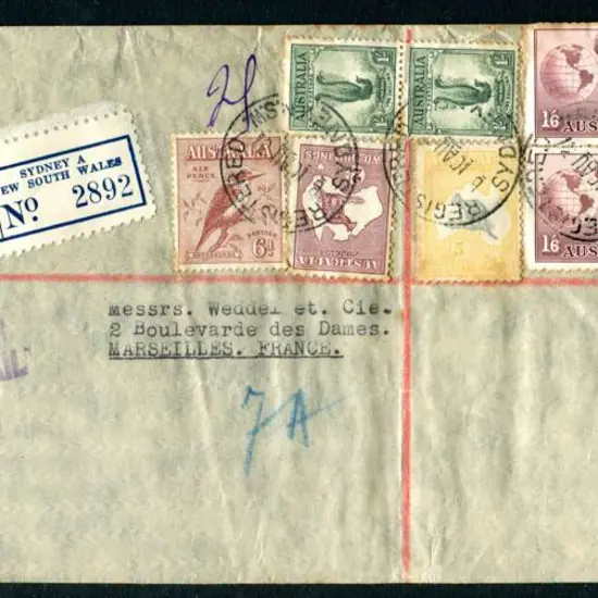 1937 (10th Aug) Sydney Registered long cover ...