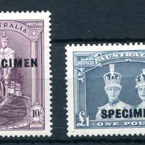 1937/48 10/- & £1 Robes on thick paper ovptd ...