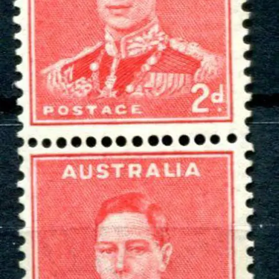 1938/41 2d scarlet KGVI Die II coil perf pair. ...