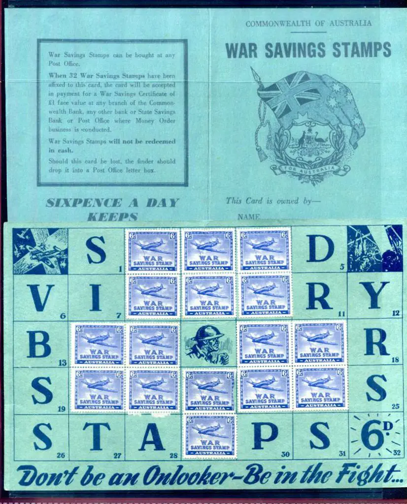 1940 6d Spitfire War Savings Stamps x 16 on ... Image 1++