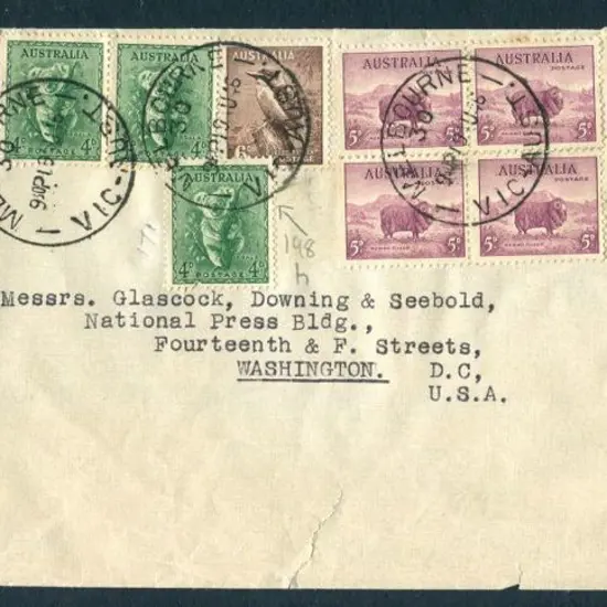 1945 (19th Aug) Airmail letter from Melbourne to ...