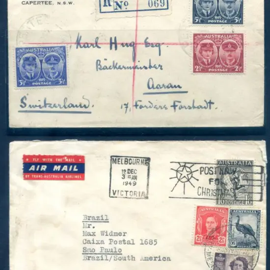 1945 (14th Nov) & 1949 (12th Dec) covers with ...