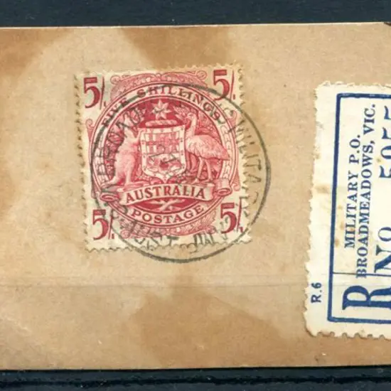1951 (27th Dec) 5/- Arms on plain Parcel tag tied ...