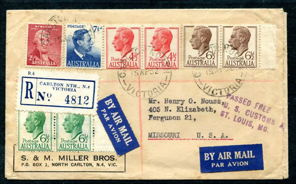 1952 (15th April) Registered Airmail cover to ... Image 1++