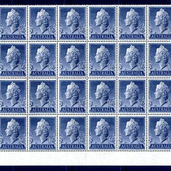 1955 1/0½d QEII in bottom part sheet of 40 with ...
