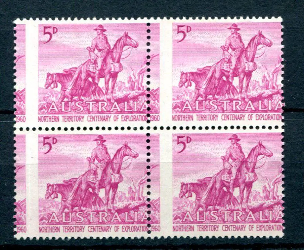 1960 5d Northern Territory Exploration block of 4 ... Image 1++