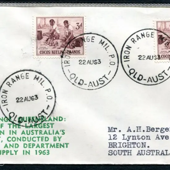 1963 (22nd Aug) "Iron Range Mil. P.O. Qld Aust" ...