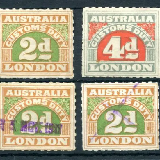1911 2nd Series Roul 7½ 1d, 2d x 3 (1 unused) & 4d ...