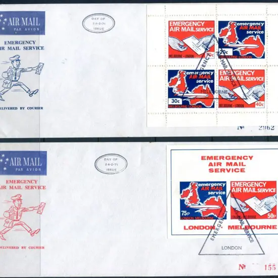 1971 "Emergency Air Mail Service" perf & imperf ...