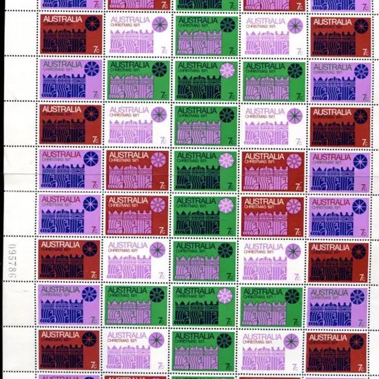 1971 Christmas half sheet with 2 panes of 25 in ...